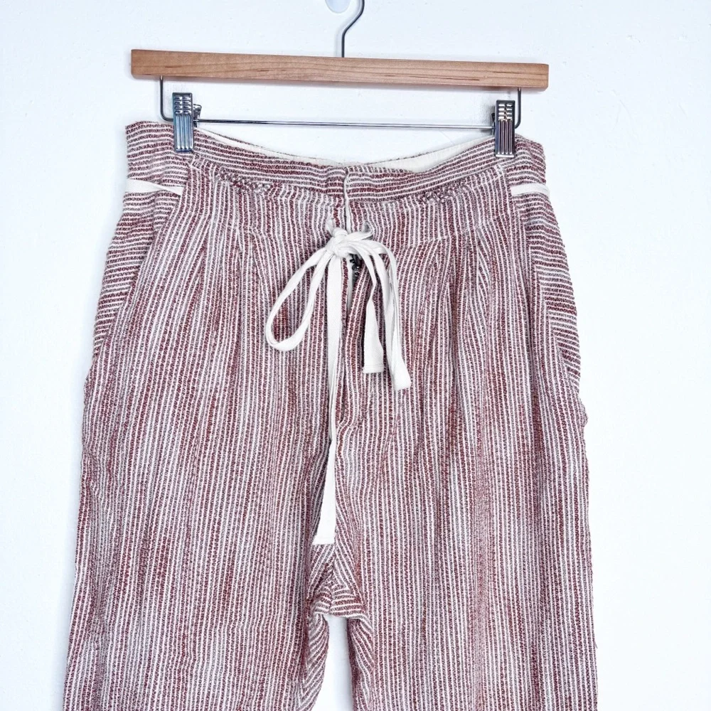 Free People Caraway Light at Sunrise Striped Crop Pants Brown Ivory Size 8 EUC